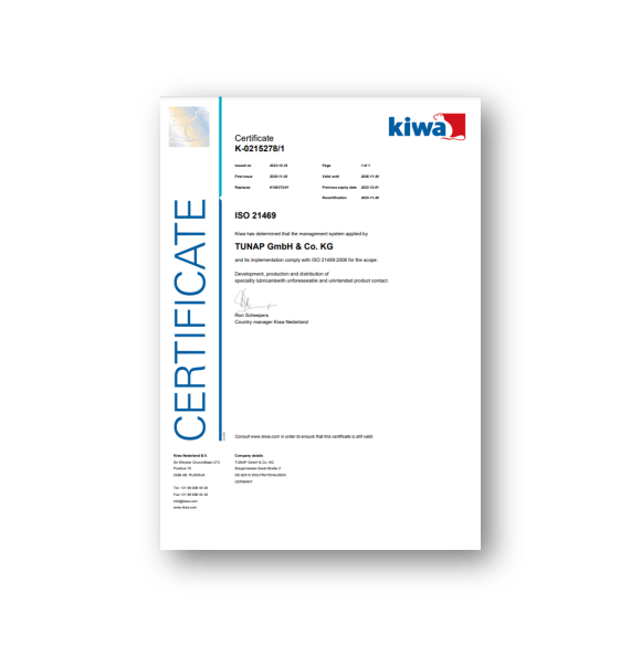 kiwa Certificate